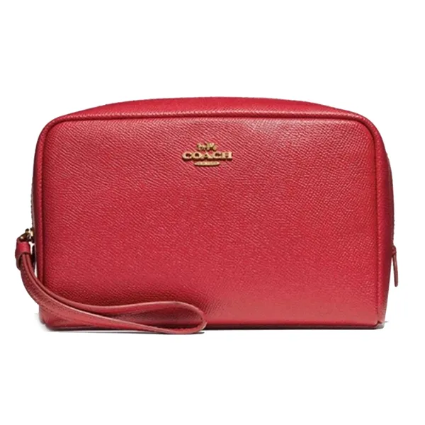 Túi Cầm Tay Nữ Coach F24797 Boxy Leather Cosmetic Case Wristlet In Midnight Màu Đỏ