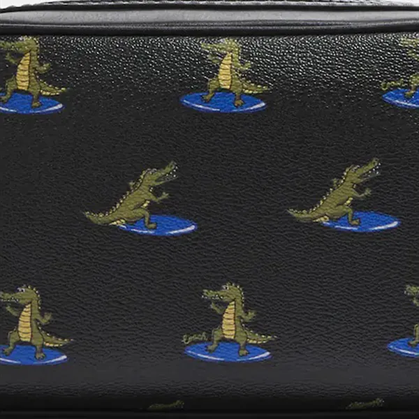 Túi Cầm Tay Nam Coach Travel Kit With Surfing Crocodile Print Màu Đen Họa Tiết - Túi xách - Vua Hàng Hiệu