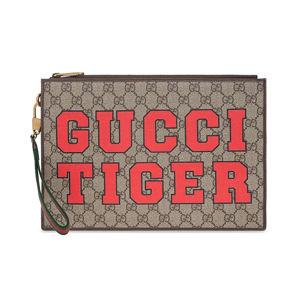 Túi Cầm Tay Nam Gucci Brown Pouch From The ‘Gucci Tiger’ Collection 688378 US7DC-9395 Màu Nâu - Túi xách - Vua Hàng Hiệu