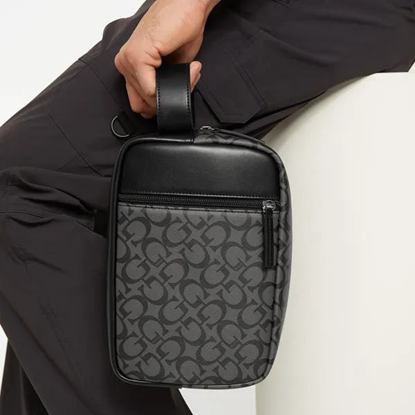 Túi Cầm Tay Nam Guess Logo Dopp Kit Travel Bag Màu Đen - Túi xách - Vua Hàng Hiệu