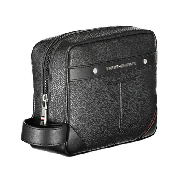 Túi Cầm Tay Nam Tommy Hilfiger Logo Zipped Washbag AM0AM10614-1_NERO_BDS Màu Đen