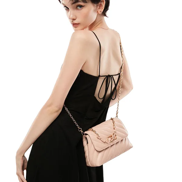 Túi Đeo Chéo Lyn Lombardy S Crossbody Bags LL23FBS061 Màu Hồng Nude