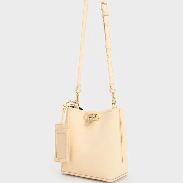 Túi Đeo Chéo Nữ Charles & Keith CNK Alcott Bucket Bag Beige 10782094 Màu Be