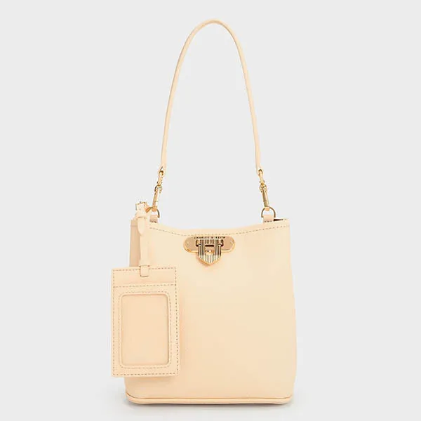 Túi Đeo Chéo Nữ Charles & Keith CNK Alcott Bucket Bag Beige 10782094 Màu Be