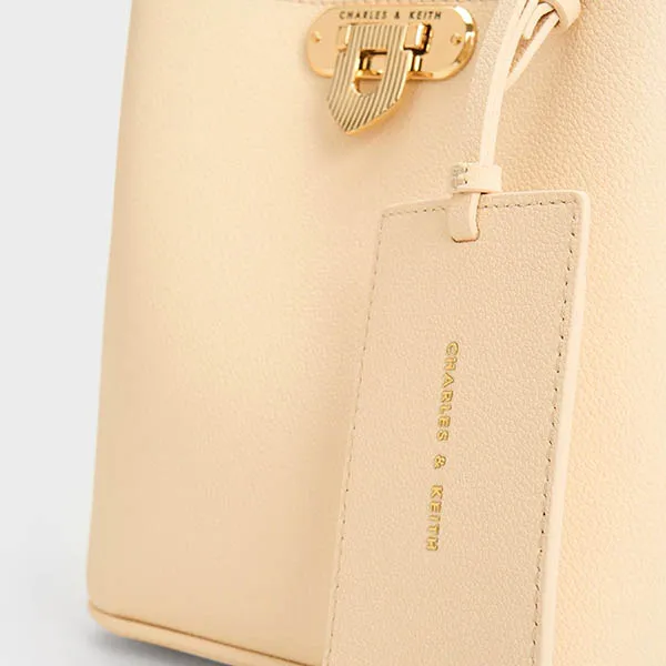 Túi Đeo Chéo Nữ Charles & Keith CNK Alcott Bucket Bag Beige 10782094 Màu Be