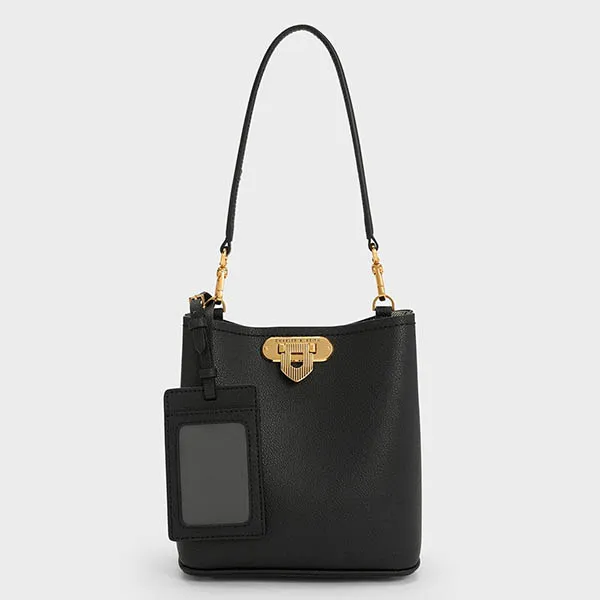 Túi Đeo Chéo Nữ Charles & Keith CNK Alcott Bucket Bag Black 10782094 Màu Đen