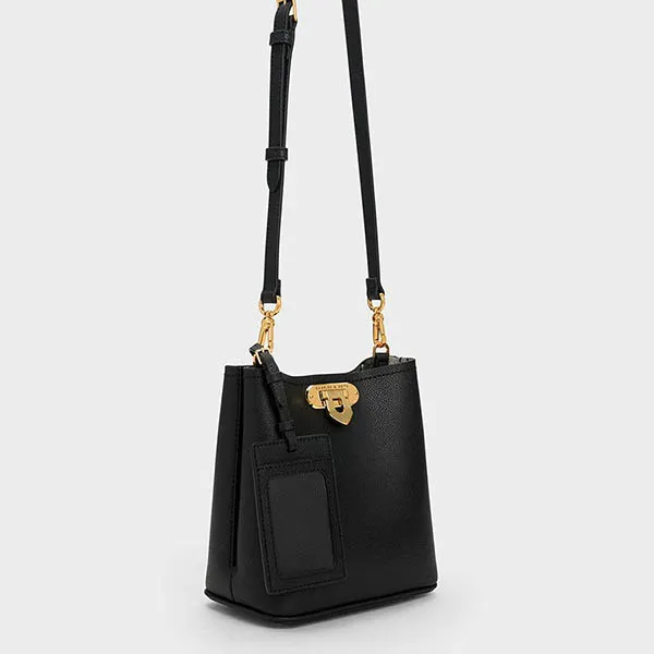 Túi Đeo Chéo Nữ Charles & Keith CNK Alcott Bucket Bag Black 10782094 Màu Đen