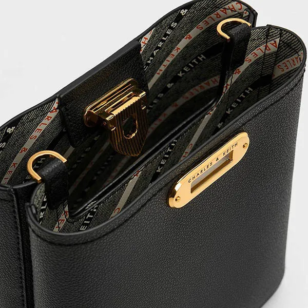 Túi Đeo Chéo Nữ Charles & Keith CNK Alcott Bucket Bag Black 10782094 Màu Đen