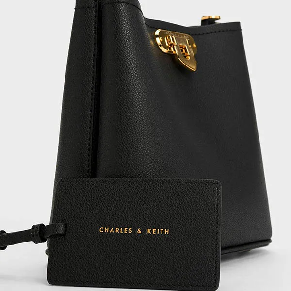 Túi Đeo Chéo Nữ Charles & Keith CNK Alcott Bucket Bag Black 10782094 Màu Đen