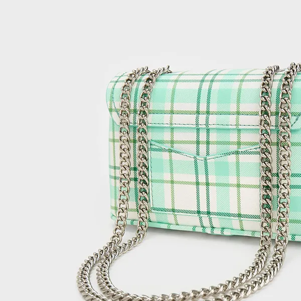 Túi Đeo Chéo Nữ Charles & Keith CNK Alcott Push-Lock Chain Bag 80782093 Màu Trắng Xanh Mint