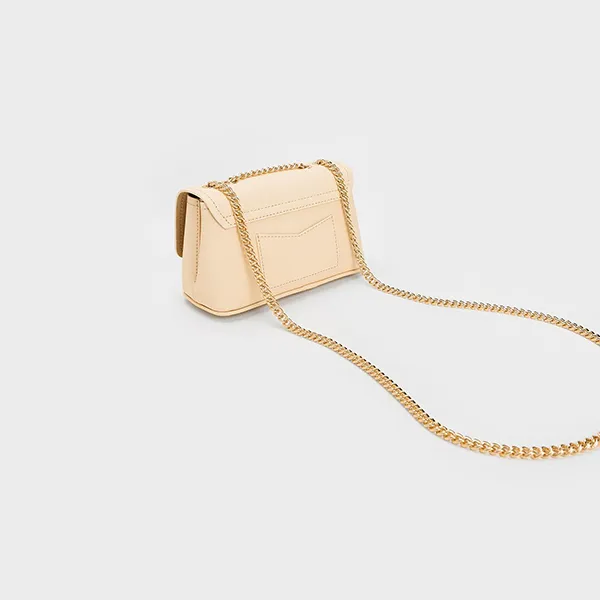 Túi Đeo Chéo Nữ Charles & Keith CNK Alcott Push-Lock Chain Bag 80782093 Màu Beige