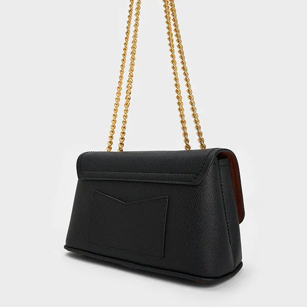 Túi Đeo Chéo Nữ Charles & Keith CNK Alcott Push-Lock Chain Bag CK2-80782093 Màu Đen