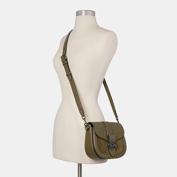 Túi Đeo Chéo Nữ Coach Georgie Saddle Bag C2805 Màu Xanh Rêu