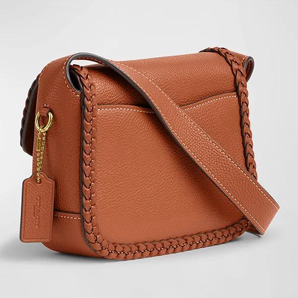 Túi Đeo Chéo Nữ Coach Tabby 19 Braided Leather Messenger Bag Màu Nâu