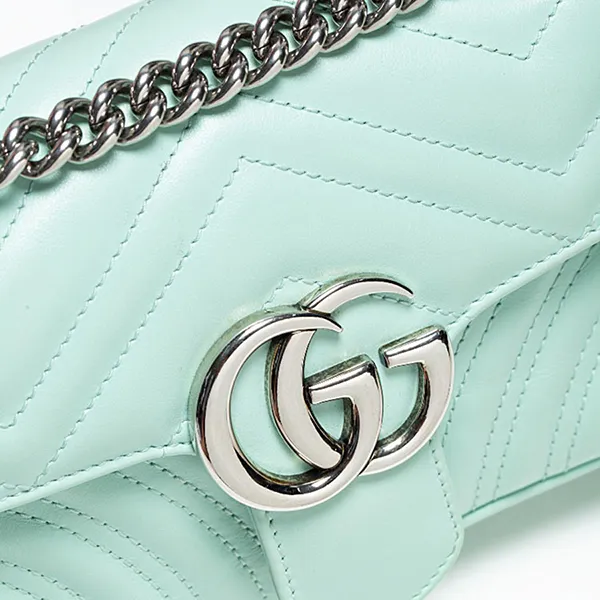 Túi Đeo Chéo Nữ Gucci GG Marmont Matelasse Mini Flap Shoulder Bag Màu Xanh Mint