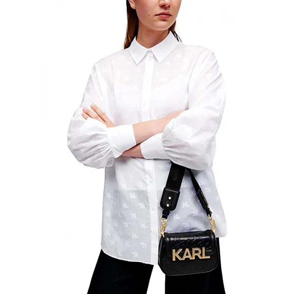 Túi Đeo Chéo Nữ Karl Lagerfeld Crossbody Bag K/Letters With Embossed Logo Màu Đen