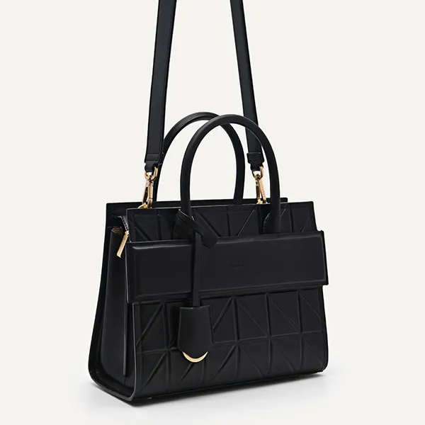 Túi Xách Nữ Pedro Studio Bella Leather Handbag In Pixel Black PW2-46390014 Màu Đen