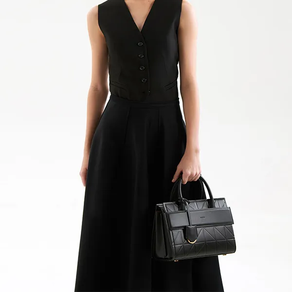 Túi Xách Nữ Pedro Studio Bella Leather Handbag In Pixel Black PW2-46390014 Màu Đen