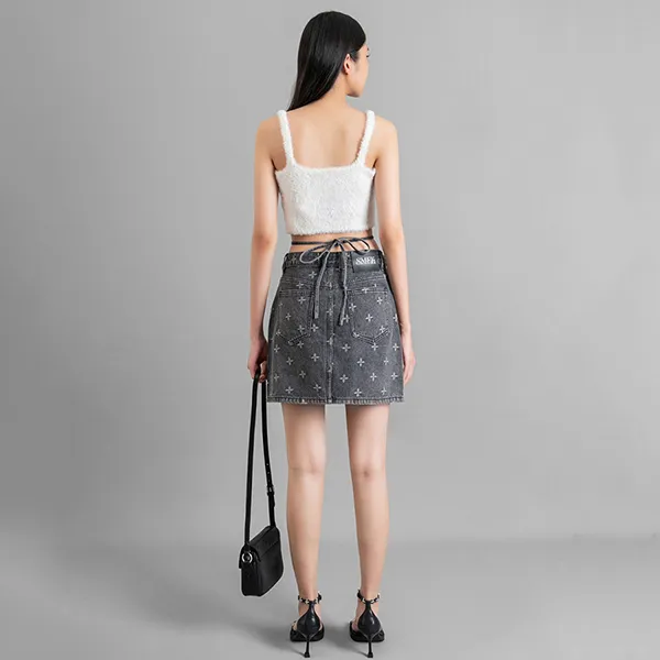 Túi Đeo Chéo Nữ SMFK Black Leather With Silver Logo B0005BM Màu Đen - Túi xách - Vua Hàng Hiệu