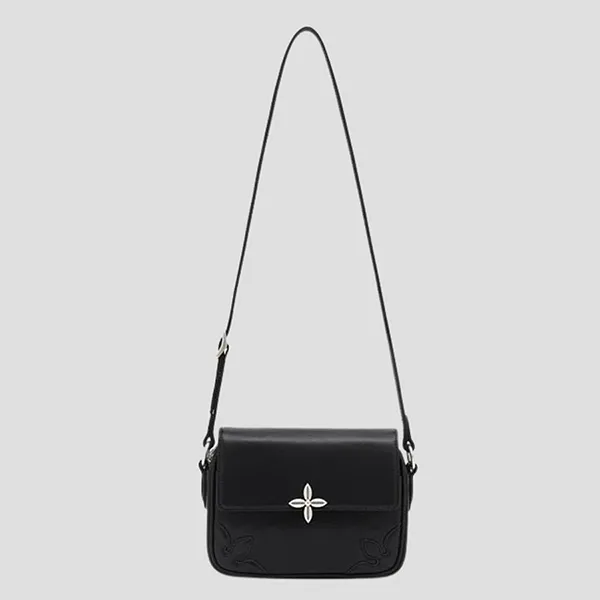 Túi Đeo Chéo Nữ SMFK Black Leather With Silver Logo B0005BM Màu Đen - Túi xách - Vua Hàng Hiệu