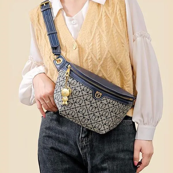 Túi Đeo Chéo Nữ TTWN BEAR Họa Tiết Lưới TN2956 TN2154 Màu Ghi Xanh Navy