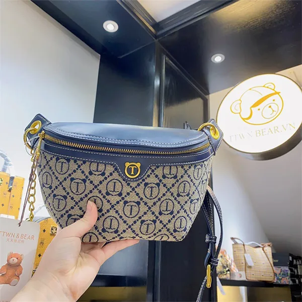 Túi Đeo Chéo Nữ TTWN BEAR Họa Tiết Lưới TN2956 TN2154 Màu Ghi Xanh Navy