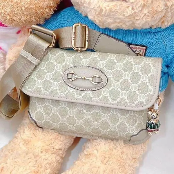 Túi Đeo Chéo Nữ TTWN BEAR Họa Tiết Lưới TN2961 2961 Màu Ghi