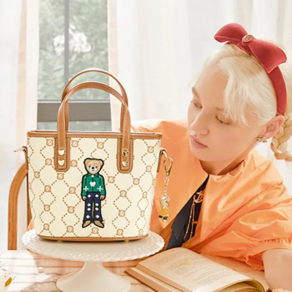 Túi Đeo Chéo Nữ TTWN BEAR TN1602 Màu Trắng Lưới 2