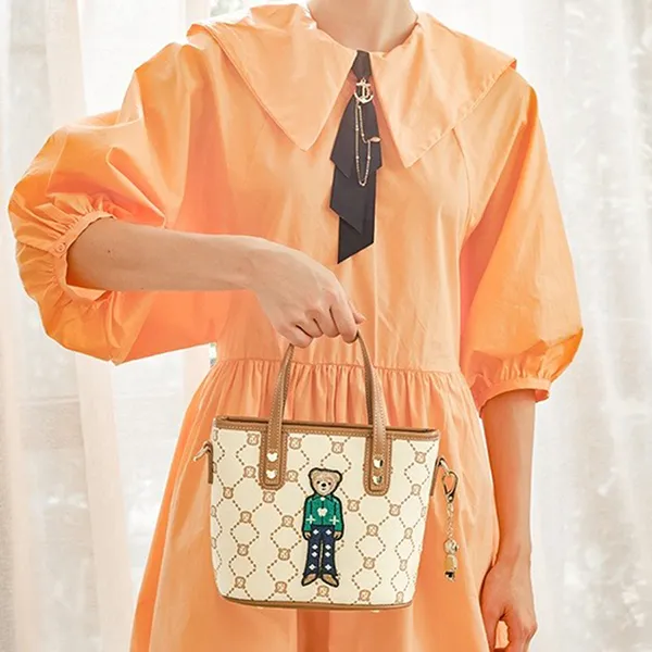 Túi Đeo Chéo Nữ TTWN BEAR TN1602 Màu Trắng Lưới 2