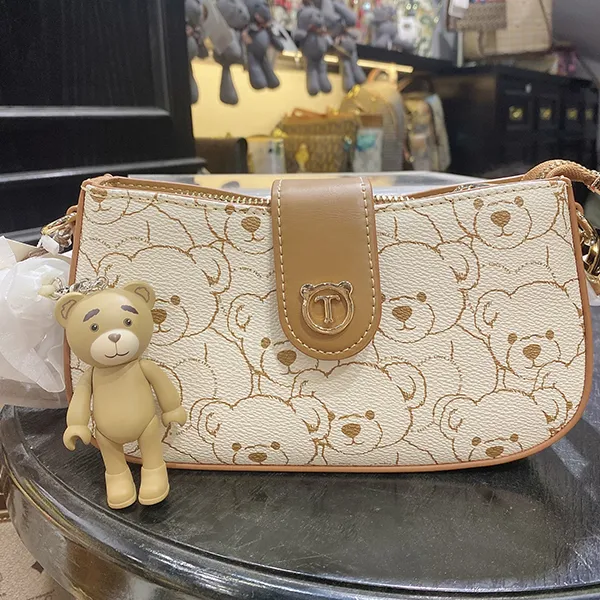 Túi Đeo Chéo Nữ TTWN BEAR TN2660 Màu Be Viền Nâu