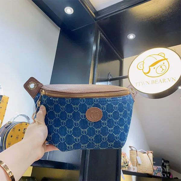 Túi Đeo Chéo Nữ TTWN BEAR TN2956 Màu Xanh Viền Nâu - Túi xách - Vua Hàng Hiệu