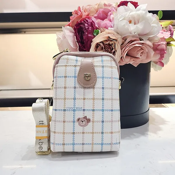Túi Đeo Chéo Nữ TTWN BEAR TT2358 Màu Trắng Kẻ