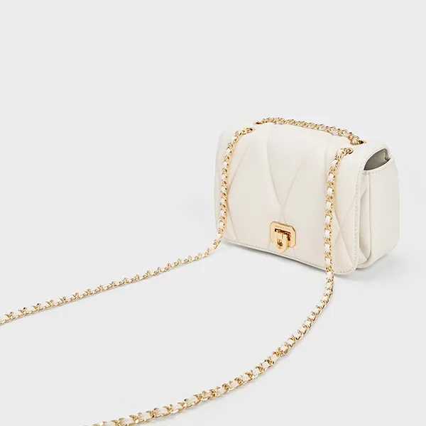 Túi Đeo Vai Nữ Charles & Keith CNK Arwen Quilted Shoulder Bag White 20271223 Màu Trắng