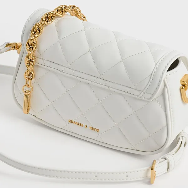 Túi Đeo Vai Nữ Charles & Keith CNK Este Chain Handle Bag White CK2-80781789 Màu Trắng