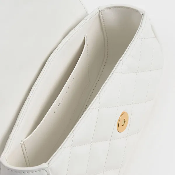 Túi Đeo Vai Nữ Charles & Keith CNK Este Chain Handle Bag White CK2-80781789 Màu Trắng