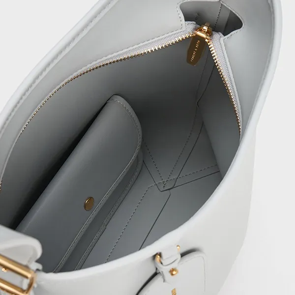 Túi Đeo Vai Nữ Charles & Keith CNK Naomi Slouchy Hobo Bag Grey 40782183 Màu Xám (Kèm Túi Nhỏ)