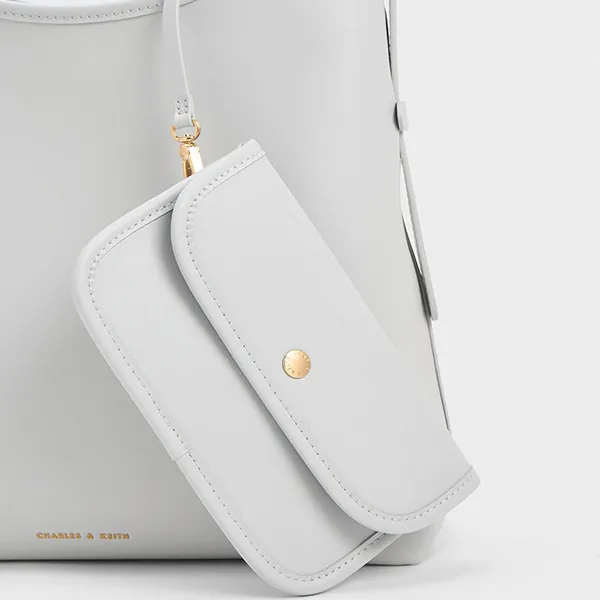Túi Đeo Vai Nữ Charles & Keith CNK Naomi Slouchy Hobo Bag Grey 40782183 Màu Xám (Kèm Túi Nhỏ)