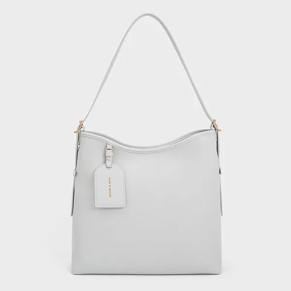 Túi Đeo Vai Nữ Charles & Keith CNK Naomi Slouchy Hobo Bag Grey 40782183 Màu Xám (Kèm Túi Nhỏ)