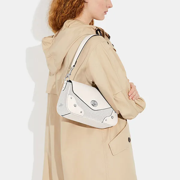 Túi Đeo Vai Nữ Coach Millie Shoulder Bag In Colorblock Signature Canvas CE639 Màu Trắng - Túi xách - Vua Hàng Hiệu
