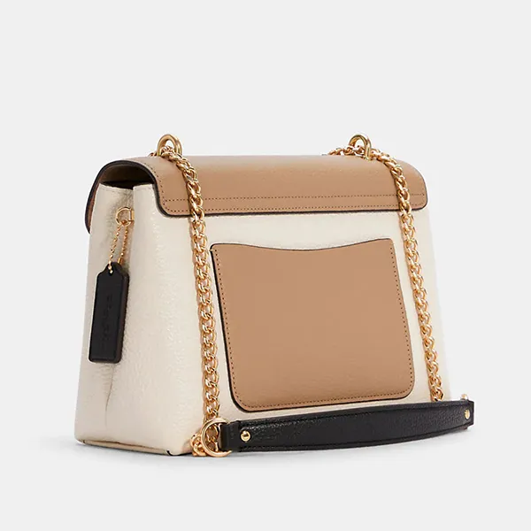 Túi Đeo Vai Nữ Coach Tammie Shoulder Bag In Colorblock C6786 Màu Trắng/Nâu