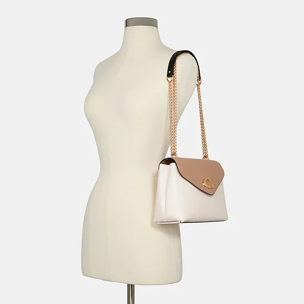 Túi Đeo Vai Nữ Coach Tammie Shoulder Bag In Colorblock C6786 Màu Trắng/Nâu