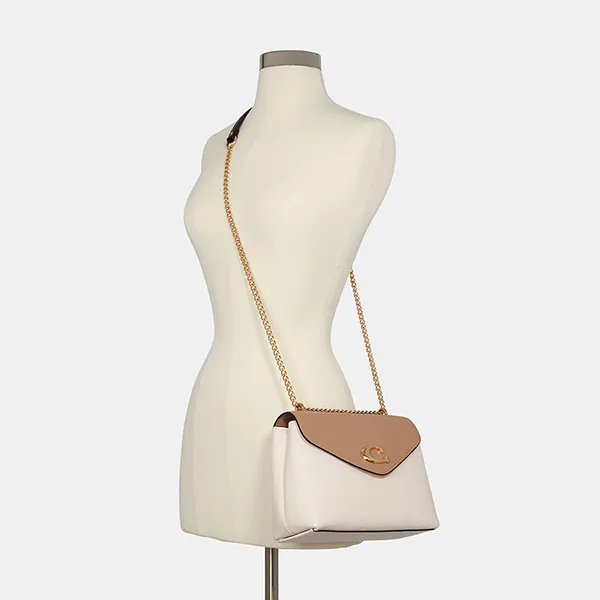 Túi Đeo Vai Nữ Coach Tammie Shoulder Bag In Colorblock C6786 Màu Trắng/Nâu