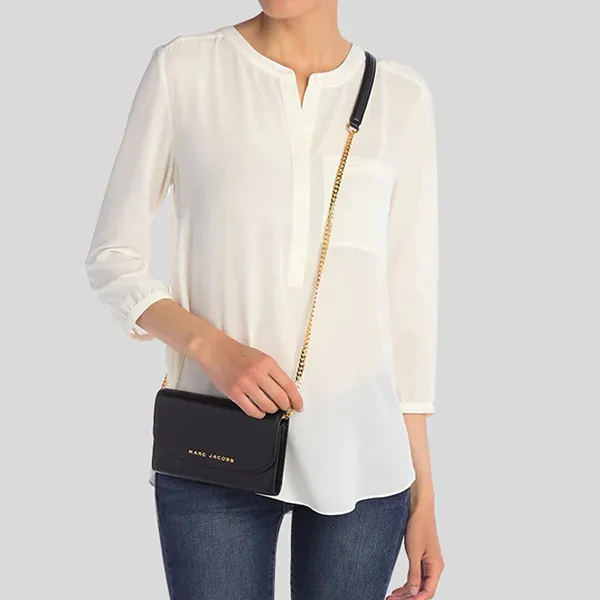 Túi Đeo Vai Nữ Marc Jacobs Black Avenue Leather Chain Màu Đen
