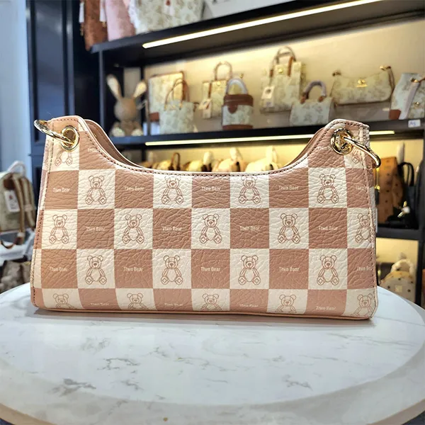 Túi Đeo Vai Nữ TTWN BEAR Kẻ Caro TN2845-17850 Màu Hồng