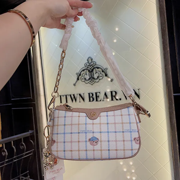 Túi Đeo Vai Nữ TTWN BEAR TN2661 TN2661A Màu Trắng Kẻ