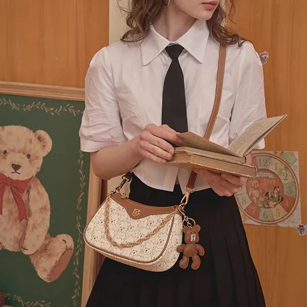 Túi Đeo Vai Nữ TTWN BEAR TN3221 Màu Be Phối Nâu