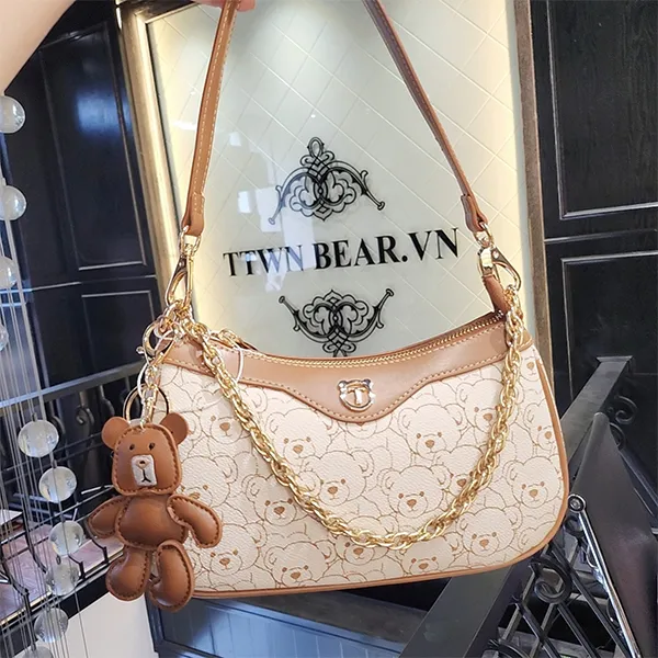 Túi Đeo Vai Nữ TTWN BEAR TN3221 Màu Be Phối Nâu