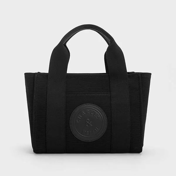 Túi Tote Nữ Charles & Keith CNK Canvas Bag Black 3078219 Màu Đen