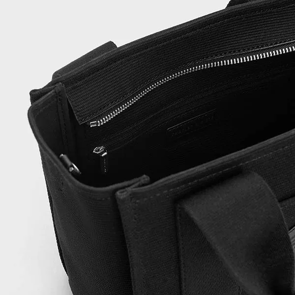 Túi Tote Nữ Charles & Keith CNK Canvas Bag Black 3078219 Màu Đen