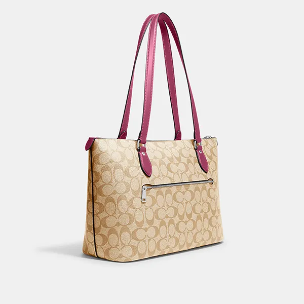 Túi Tote Nữ Coach Gallery Tote In Signature Canvas CH504 Màu Be Hồng